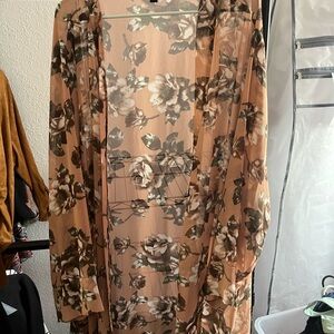 Torrid Beige and Green Floral Kimono